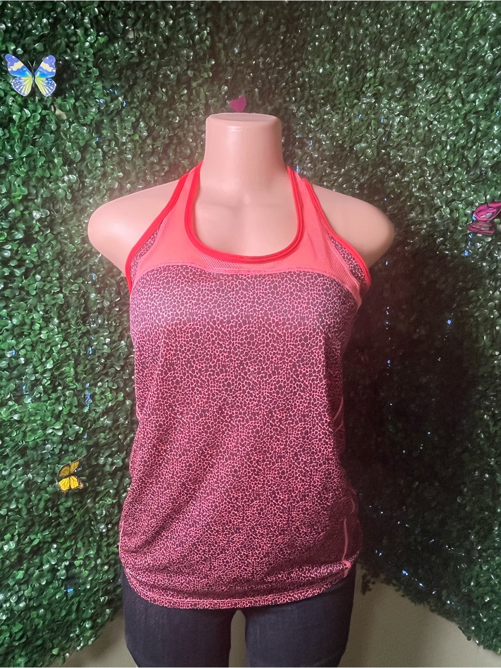 Nike Coral Pink Leopard Print Racerback Tank Top